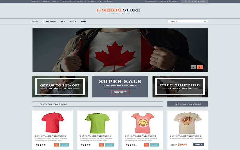 Σχεδίαση eshop ηλεκτρονικού καταστήματος T-shirt Shop